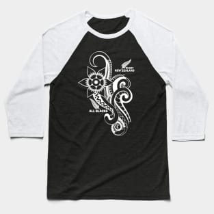 All Blacks Rugby New Zealand Maori Tattoo Design Baseball T-Shirt